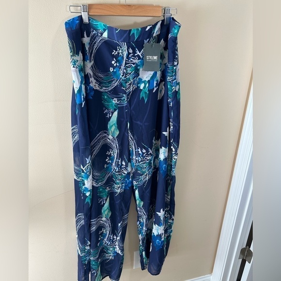 StyleWe Women's Regular Fit Urban Plants Fashion Pants JJ4 Blue Size 2XL NWT - Picture 1 of 5